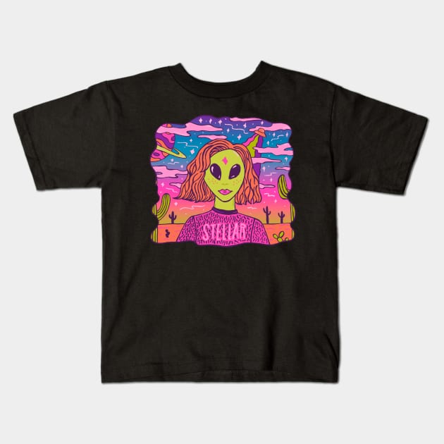 Stellar Girl Kids T-Shirt by Doodle by Meg